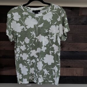 Sanctuary Green and White Floral Short Sleeve Tee